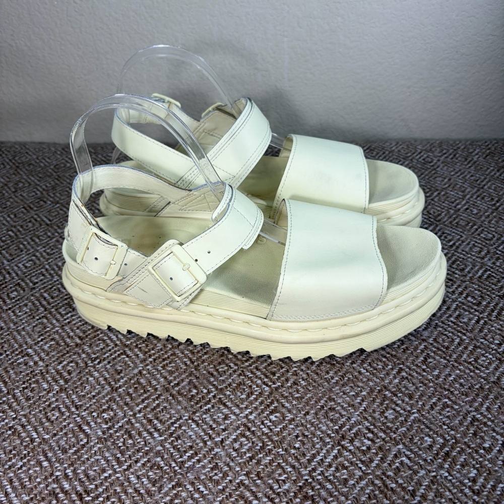 Dr Martens Voss Mono Women's Light Yellow Leather Sandals size US 11L Preppy GUC